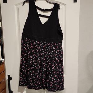 Torrid Black and Pink Floral Midi Dress